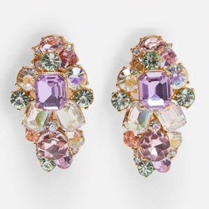 Purple priwinkle Crystal Geometric Stud Earrings